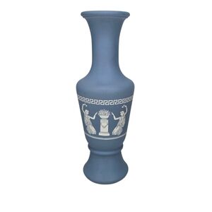 Vintage AVON 5 3/4" Glass Bud Vase Greek Grecian Blue WEDGEWOOD Jasperware